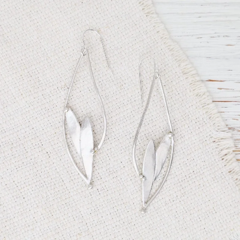 Framed Double Leaf Earrings