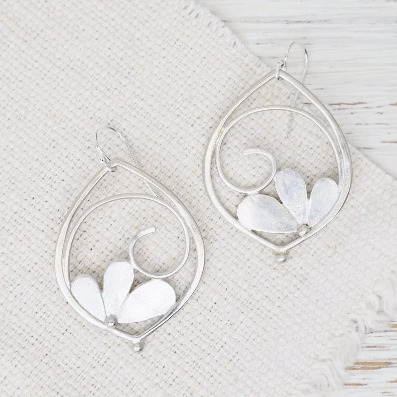 Framed Spiral Three Petal Earrings