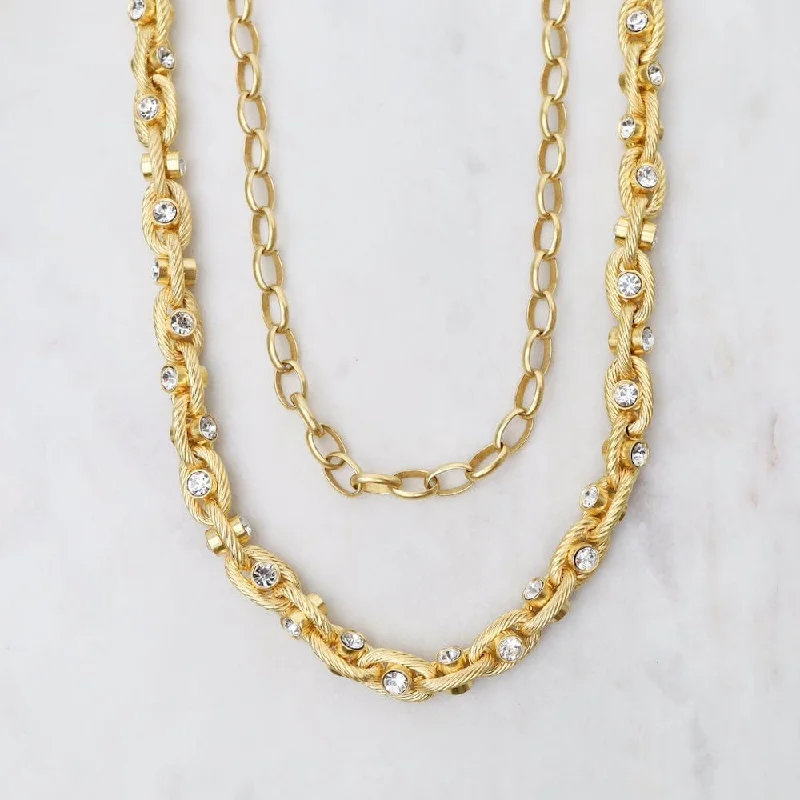 Stone Double Chain Necklace