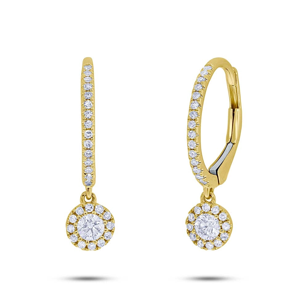 14K Yellow Gold Diamond Dangle Earrings