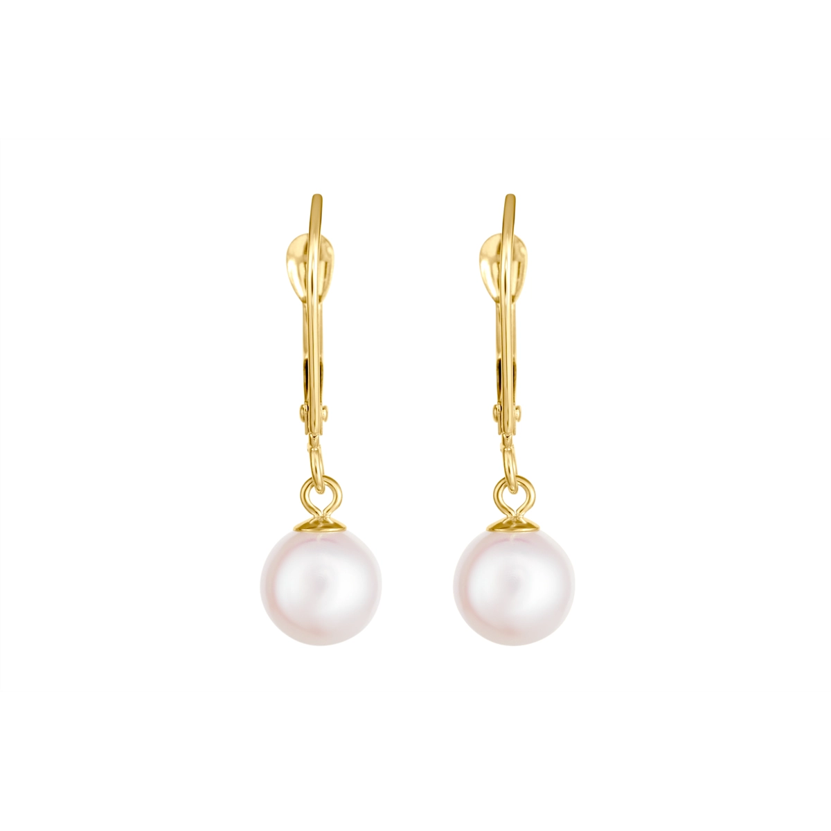 14K Yellow Gold Single Cultured Freshwater Pearl Dangle Leverback Earrings