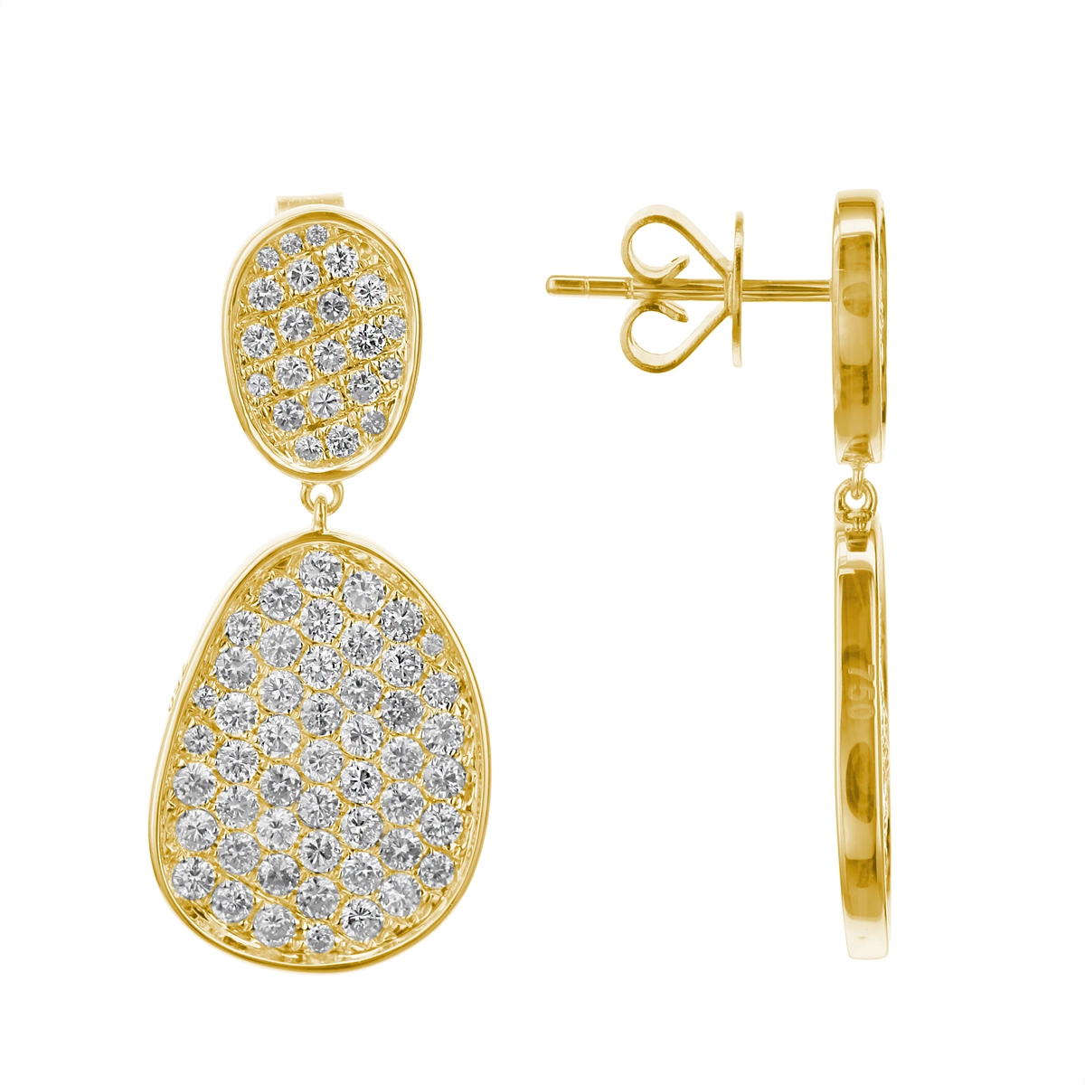 18K Yellow Gold Diamond Dangle Earrings