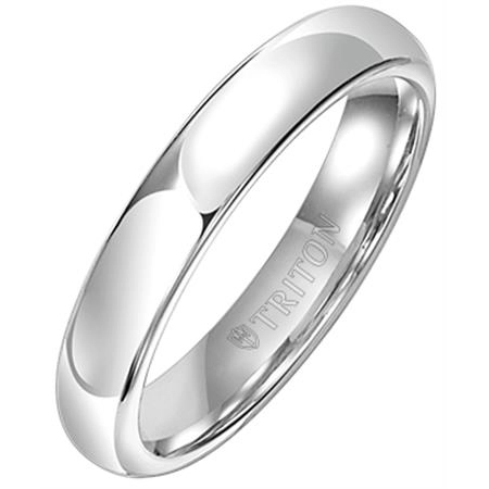 4mm White Tungsten Bright Polish Domed Comfort Fit Band - Size 8.5