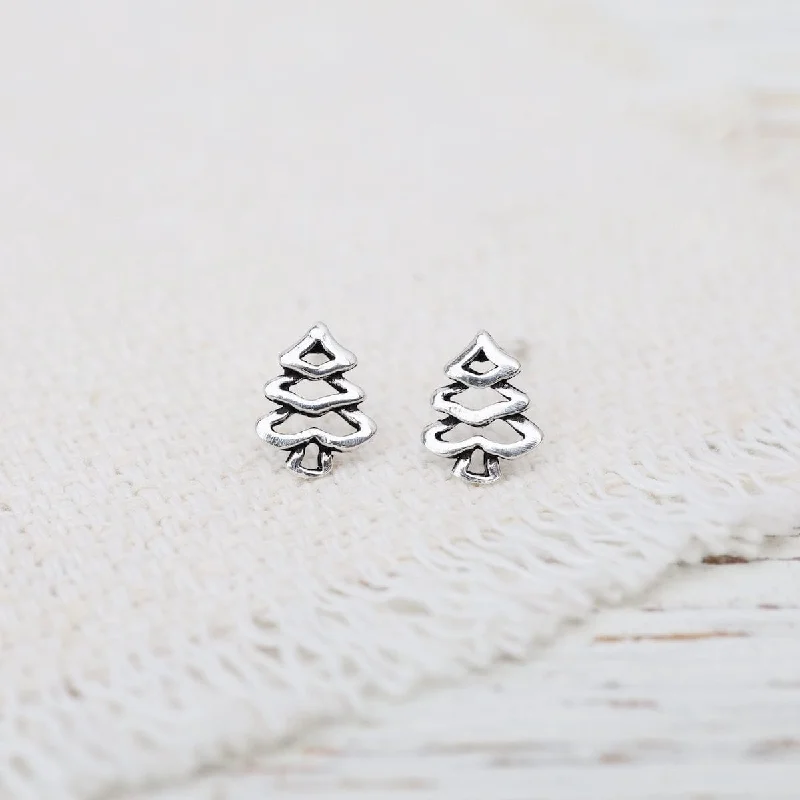 Sterling Silver Christmas Tree Post Earrings