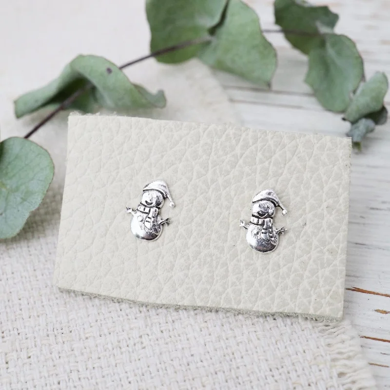 Sterling Silver Snowman Post Earrings