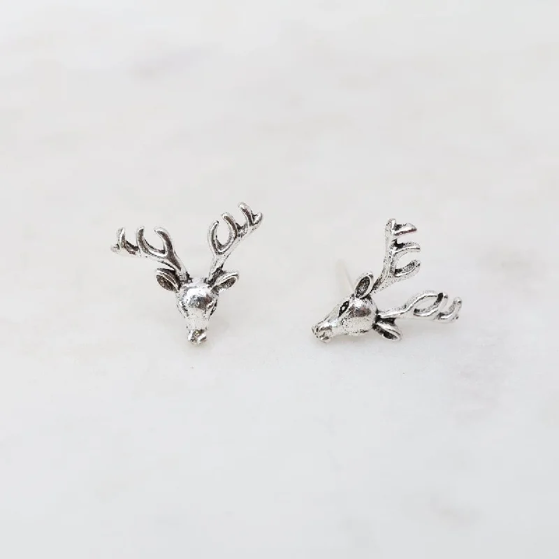 Sterling Silver Reindeer Head Post Earrings