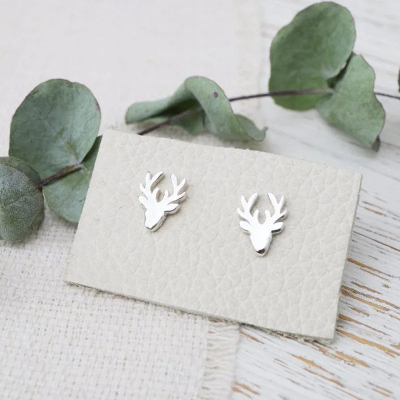 Sterling Silver Reindeer Head Post Earrings