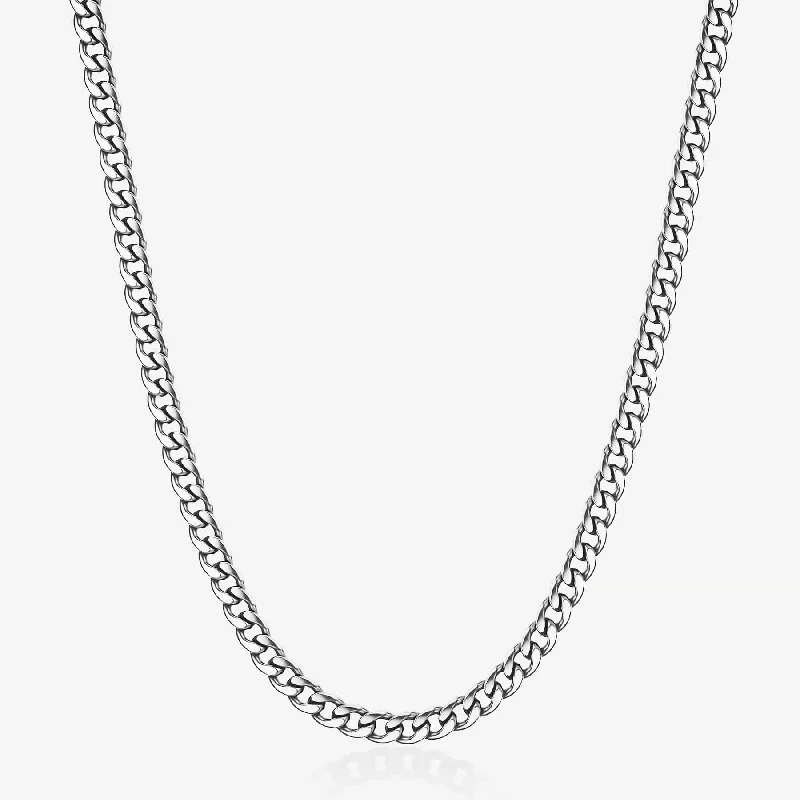 Stainless Steel Long Curb Chain Necklace