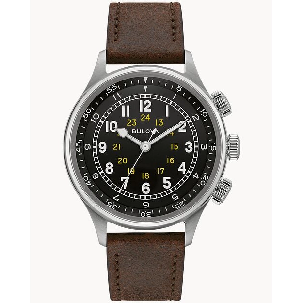 Bulova A-15 Pilot Black Dial Brown Strap 42mm Automatic