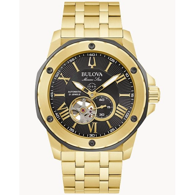 Bulova Marine Star Gold-Tone Stainless Steel Black Dial 45mm Automatic