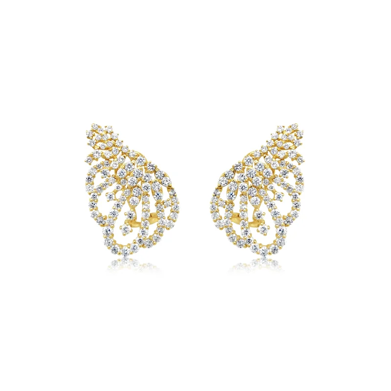 Diamond Butterfly Crawler Earrings