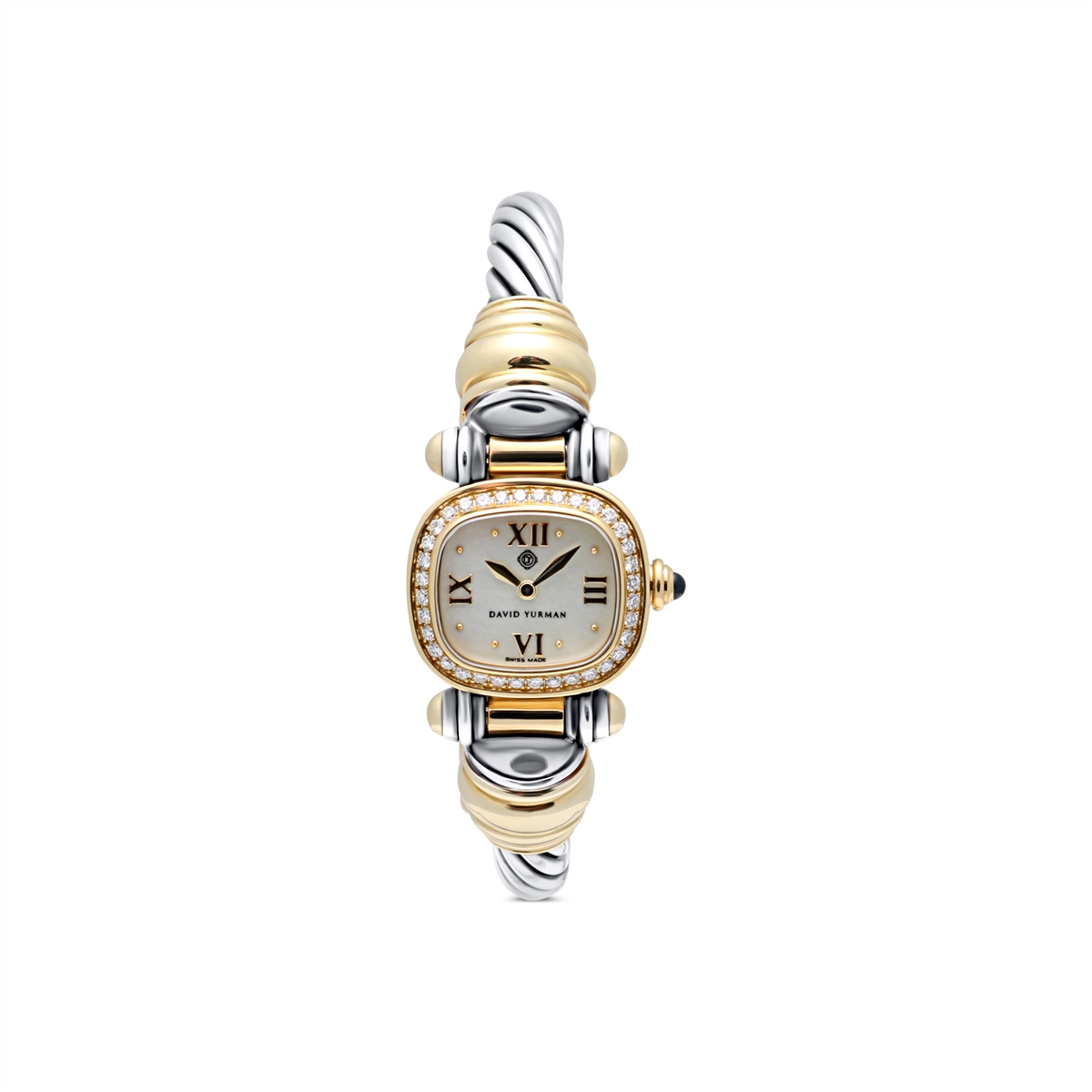 David Yurman Ladies Watch Silver and Gold Diamonds (Estate - Retail When New $5600)