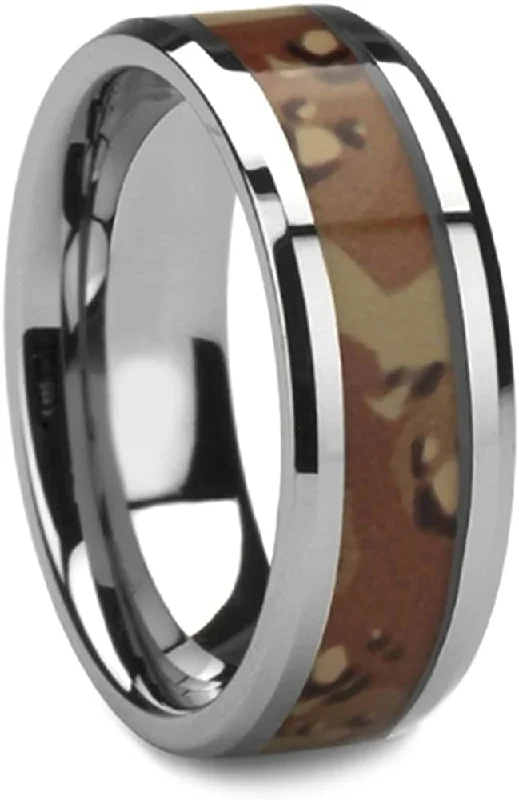 Desert Camo 8mm Comfort-Fit Tungsten Band, Size 7.5