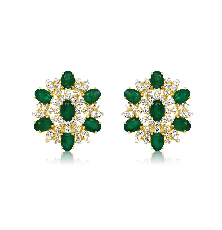 Diamond and Emerald Snowflake Earrings