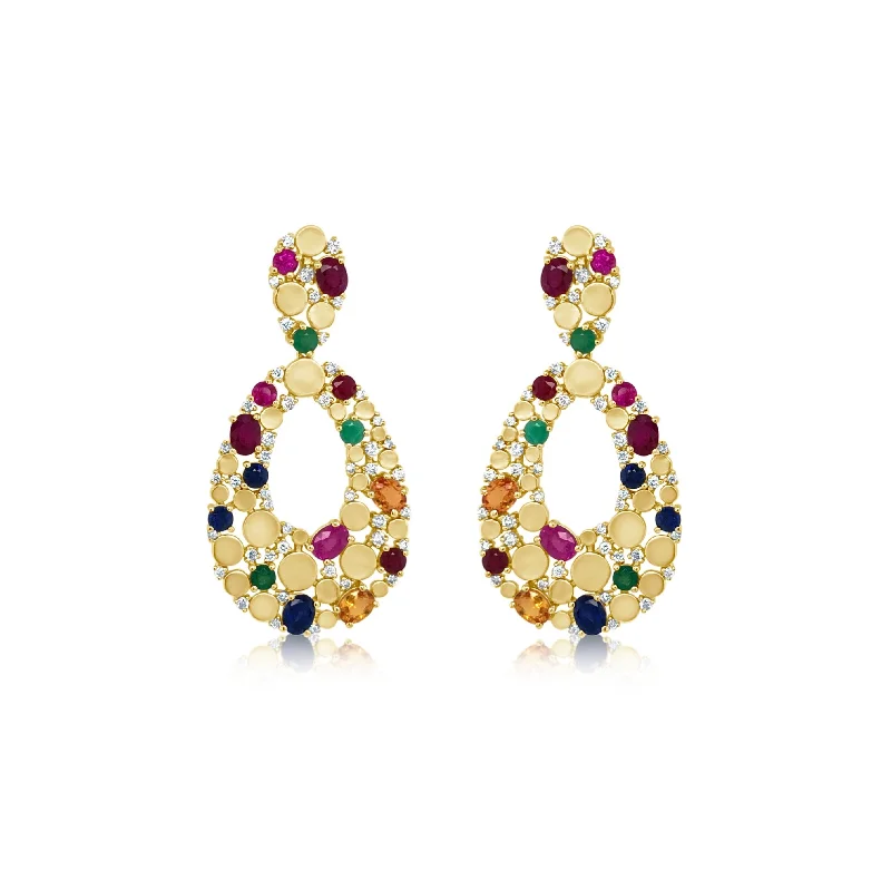 Diamond and Multi-Color Sapphire Earrings