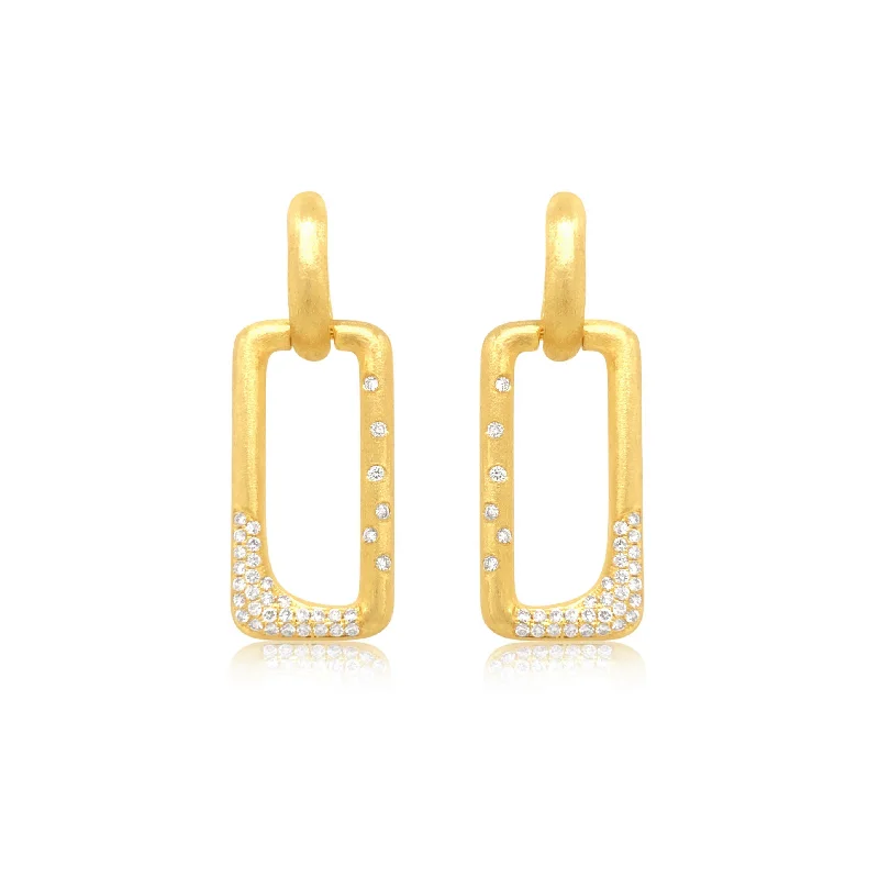 Diamond Confetti Rectangle Doorknocker Earrings