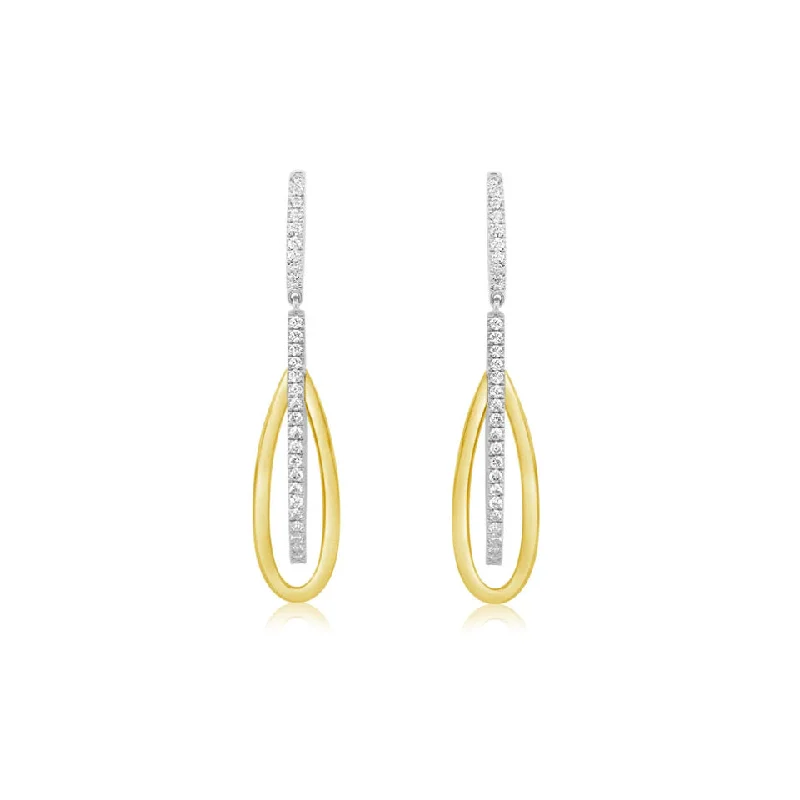 Double Looped Hanging Diamond Earrings