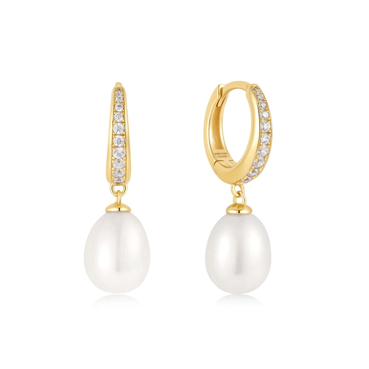 Gold Freshwater Pearl & White Cubic Zirconia Pave