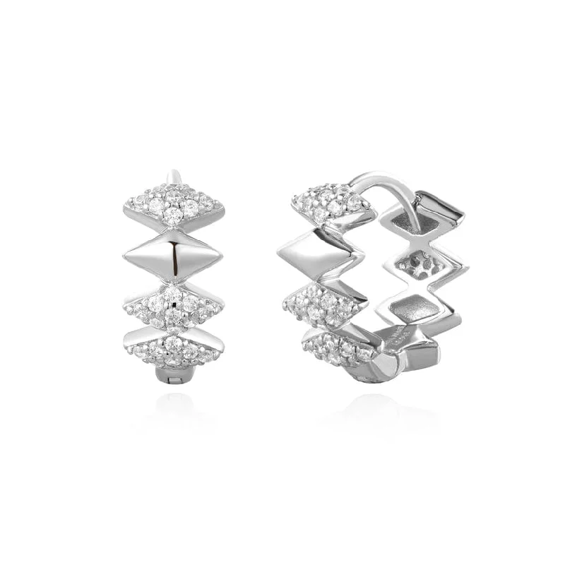 Silver Multi Sparkle Huggie Earrings