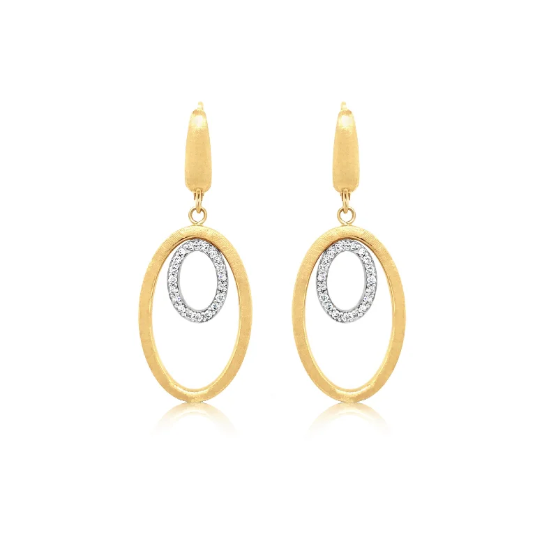 Two-Tone Double Oval Diamond Earrings