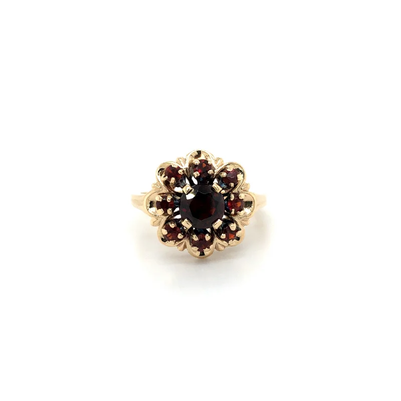 Garnet Flower Ring - Estate Item