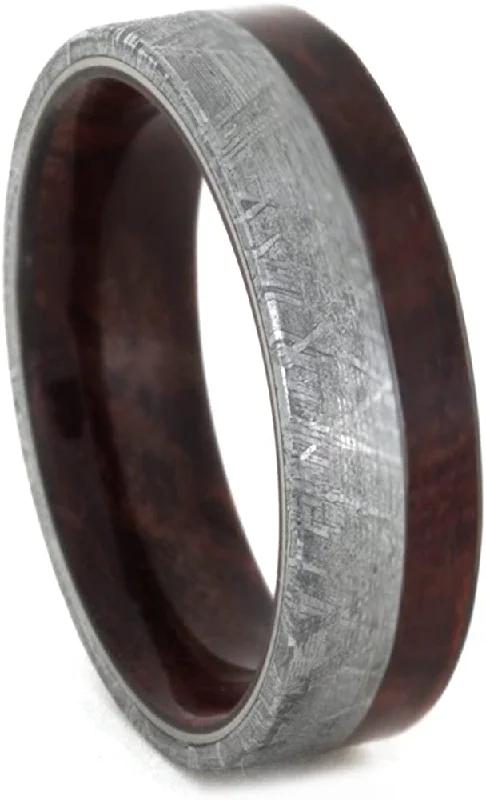 Gibeon Meteorite 7mm Comfort-Fit Ruby Redwood Band, Size 12