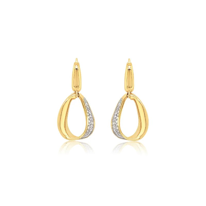 Hanging Oval Twist Diamond Earrings