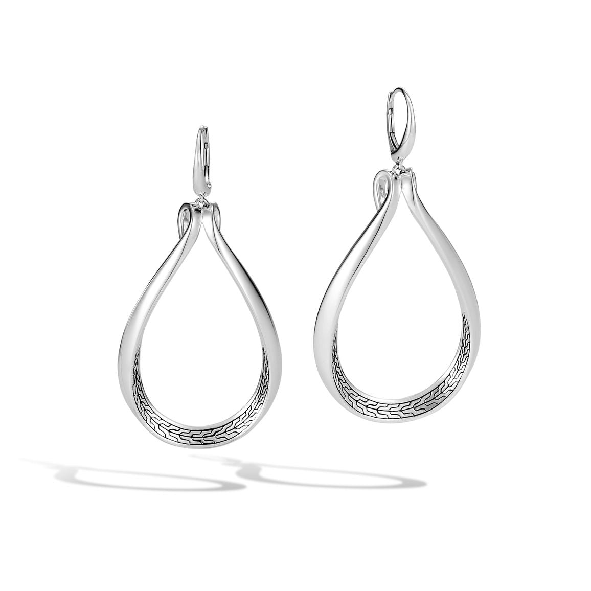 John Hardy Classic Chain Silver Wide Dangle Earrings