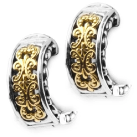 Konstantino Silver & Gold Filigree Huggie Earrings