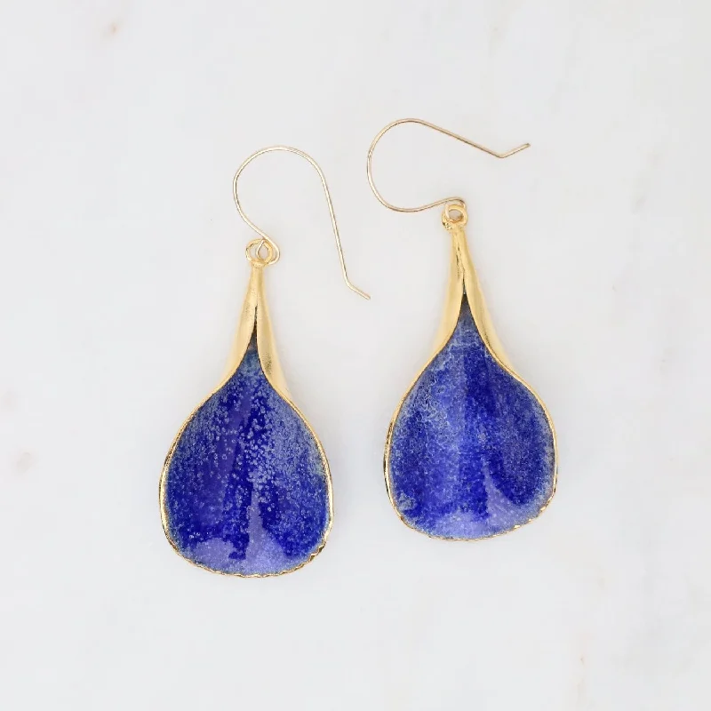 Large Petal Earrings in Ocean Blue