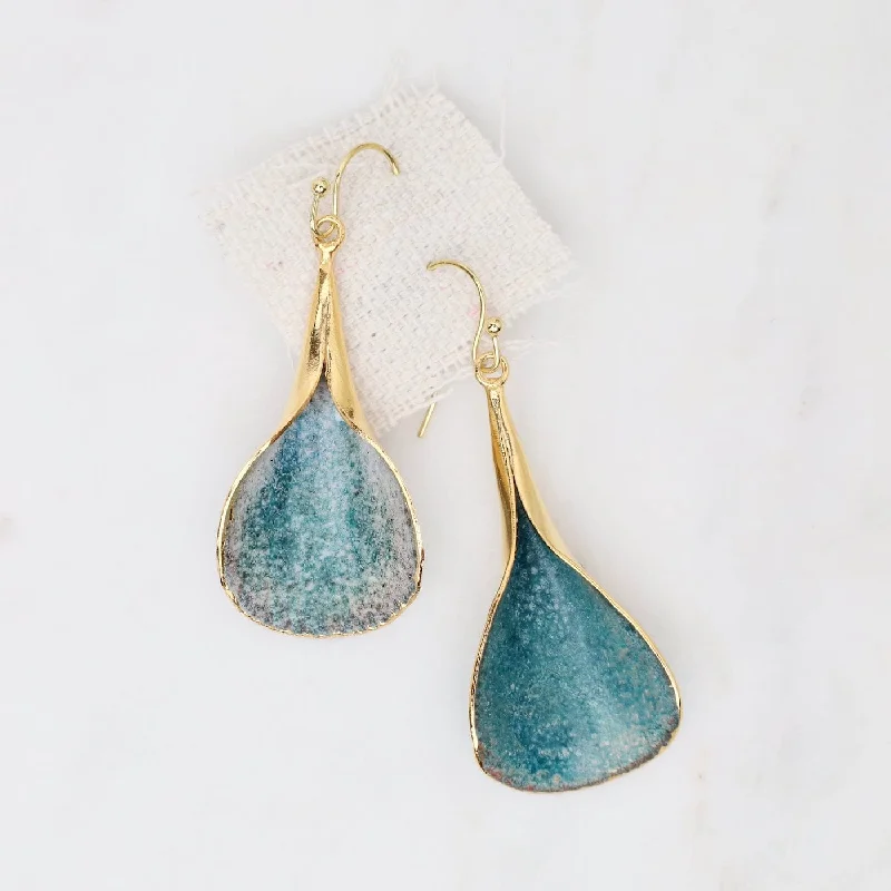 Large Petal Earrings in Ocean Green