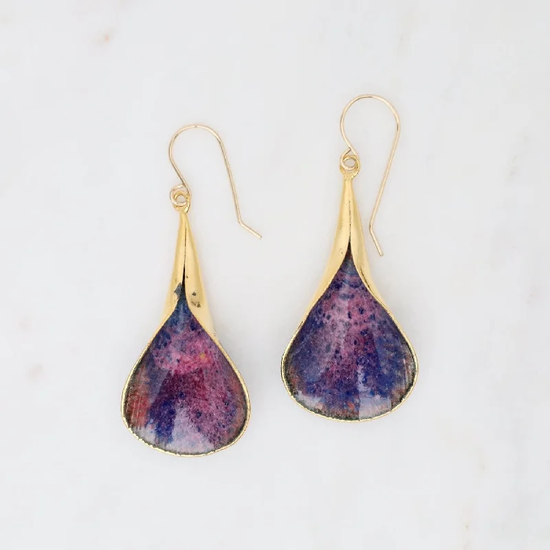 Large Petal Earrings in Violet