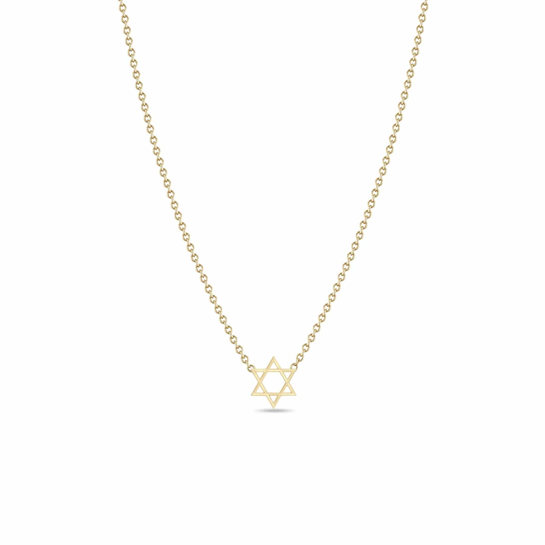 14k Midi Bitty Star of David Necklace