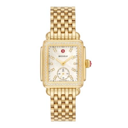 Michele Deco Mid 18K Gold Plated Diamond Watch