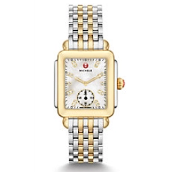 Michele Deco Mid-Size Two-Tone MOP Dial Diamonds 29 x 31mm Quartz