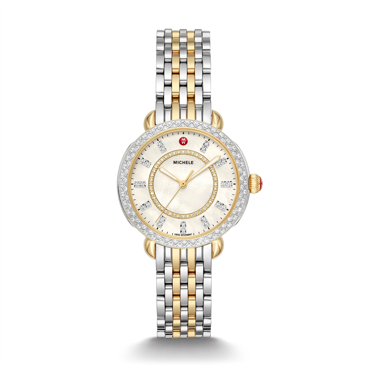 Michele Sidney Classic Two-Tone Diamond Watch 33mm Quartz