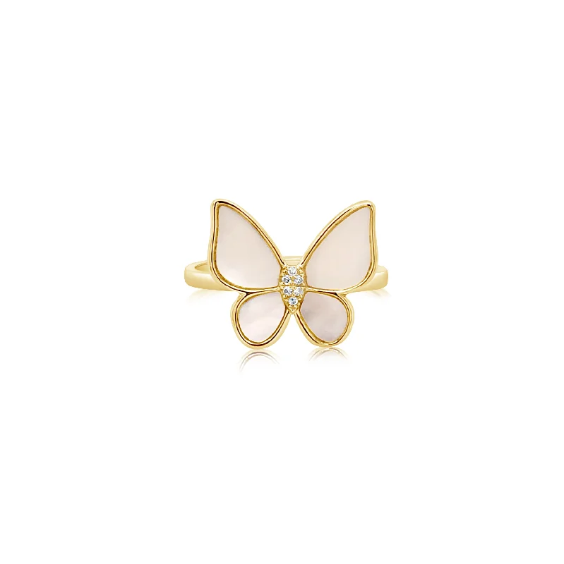 Mother of Pearl Butterfly Ring