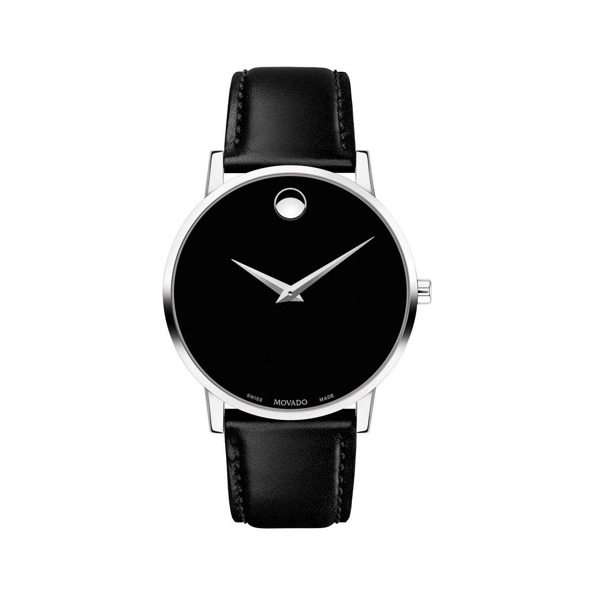 Movado Museum Classic Black Dial Black Leather Strap 40mm Quartz