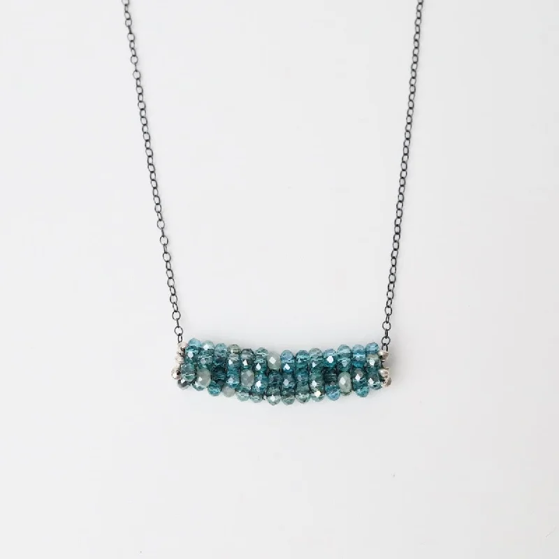 Mixed Aqua Crystals Necklace