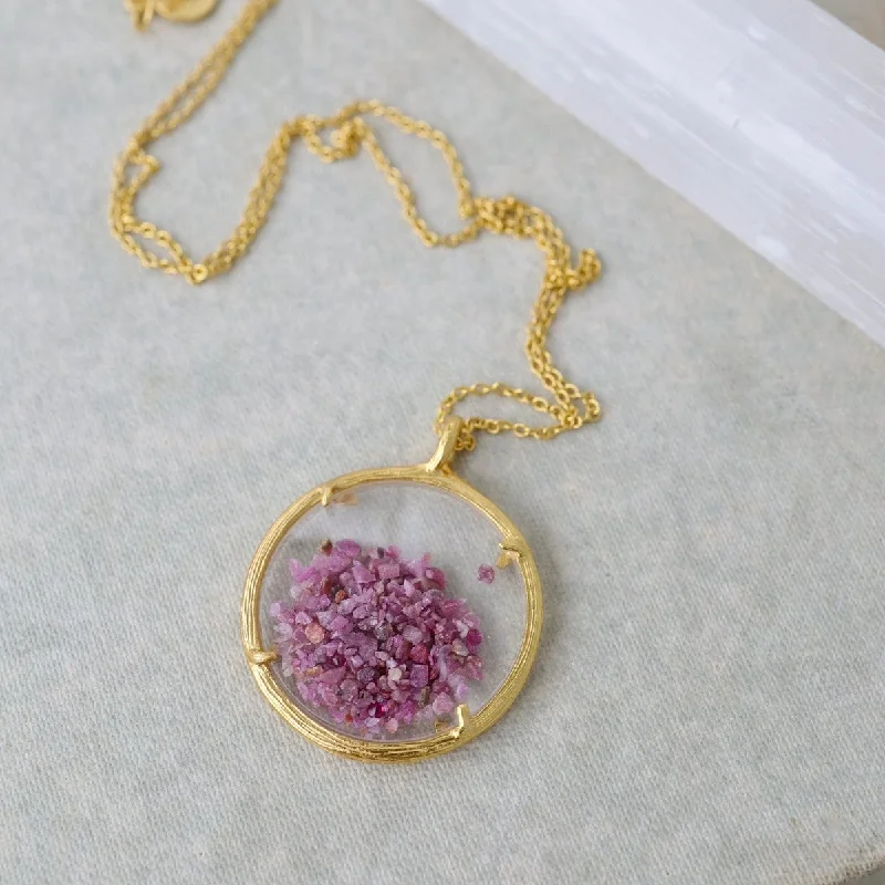 Large Shaker Ruby Birthstone Necklace