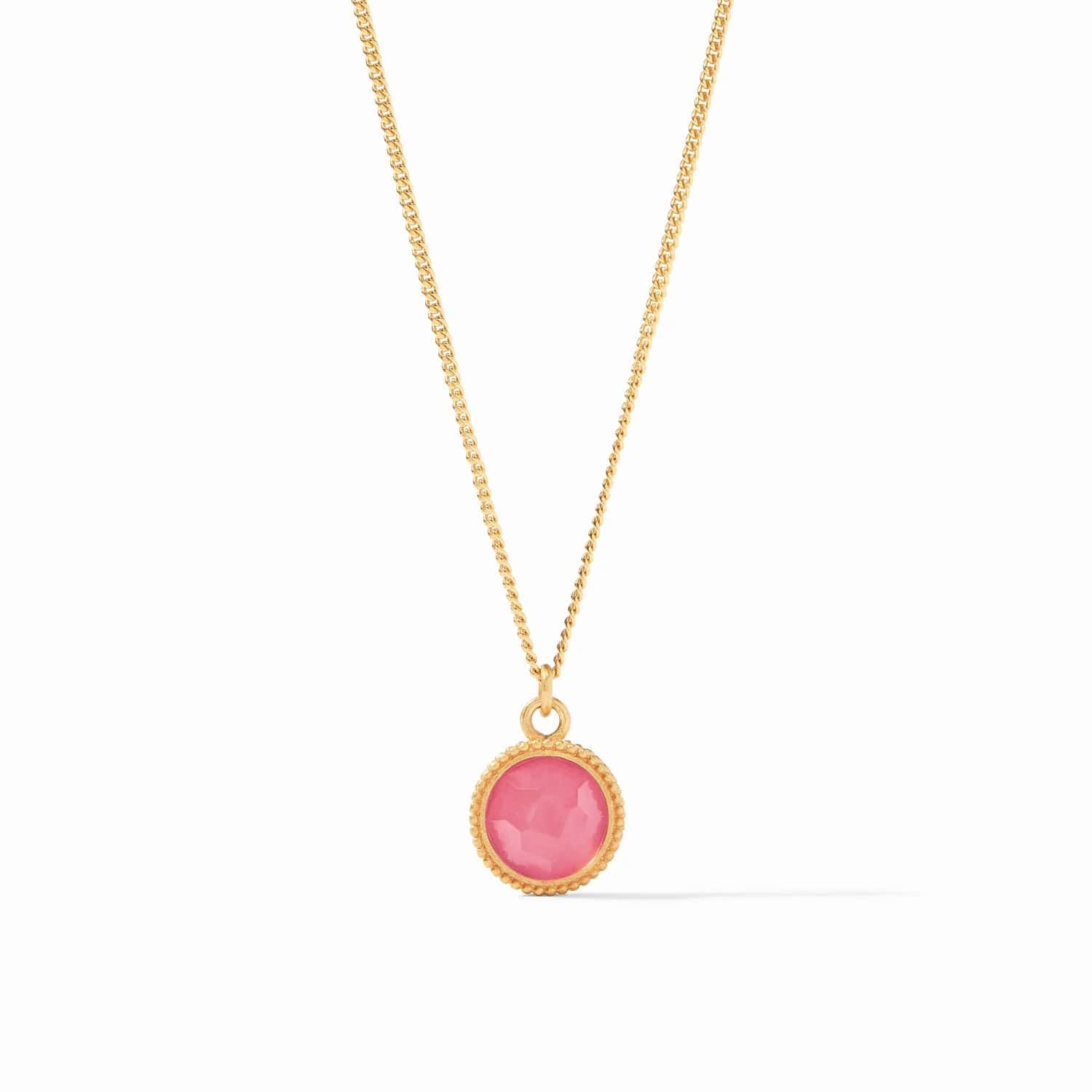 Iridescent Peony Pink  Fleur-de-Lis Solitaire Necklace