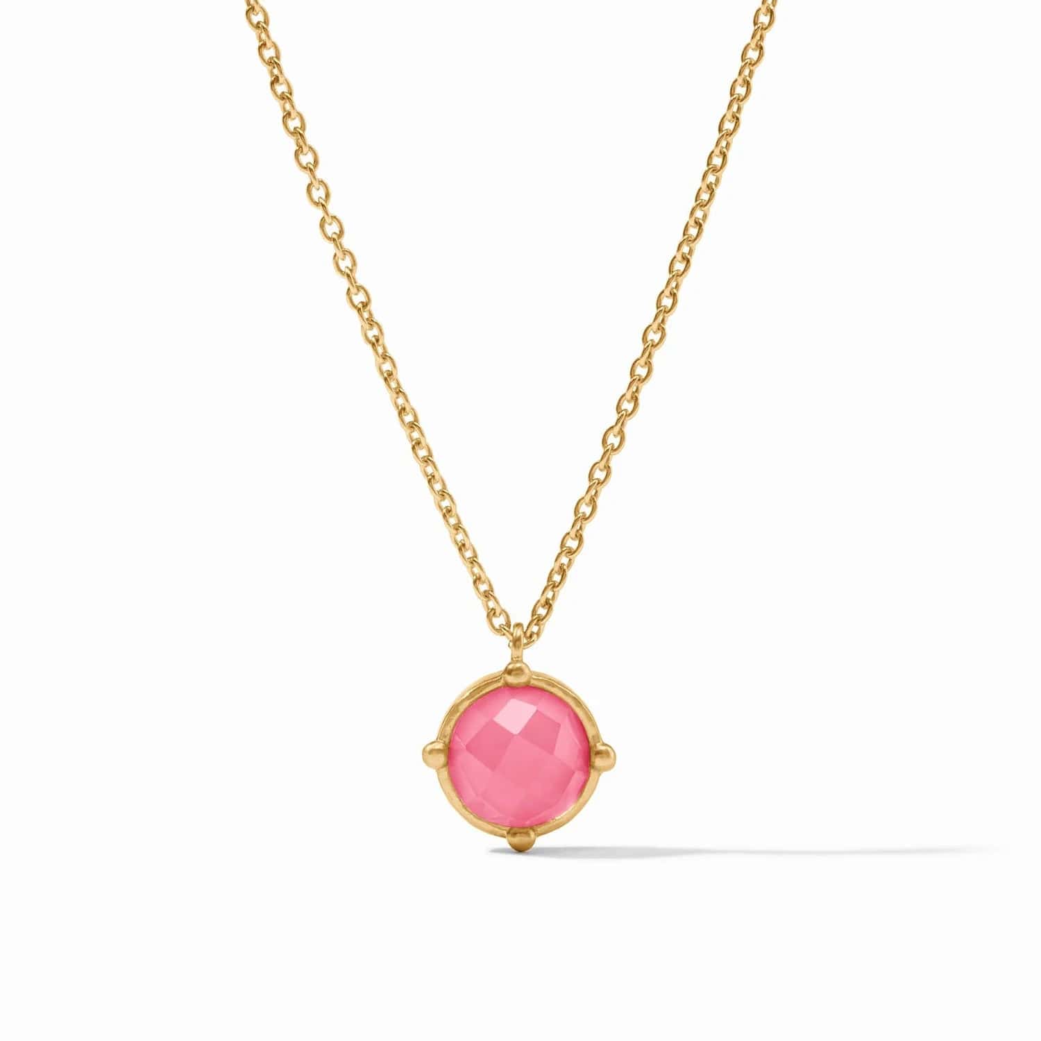 Honeybee Solitaire Necklace Iridescent Peony Pink