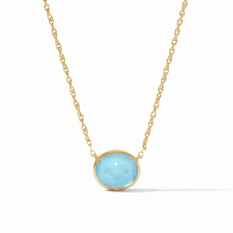 Nassau Solitaire Iridescent Capri Blue Necklace