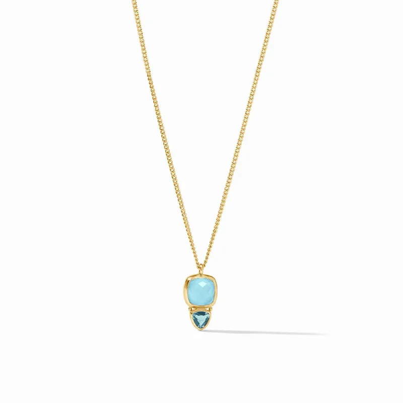 Iridescent Capri Blue Aquitaine Duo Delicate Necklace