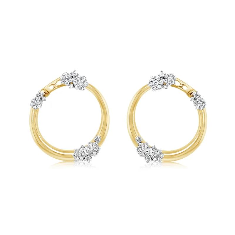 Open Circle Diamond Cluster Earrings