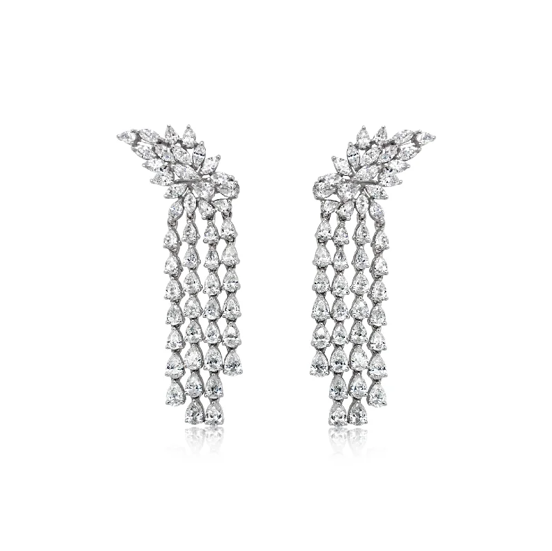 Pear Shape Diamond Waterfall Earrings