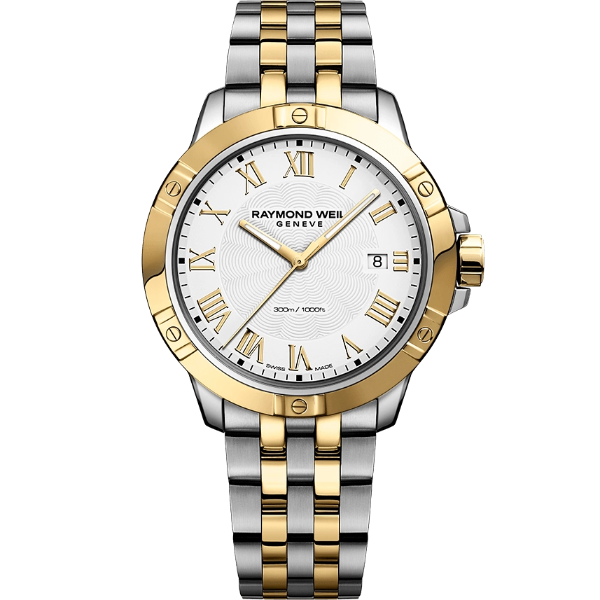 Raymond Weil Tango Watch Two Tone White Roman 41mm Quartz