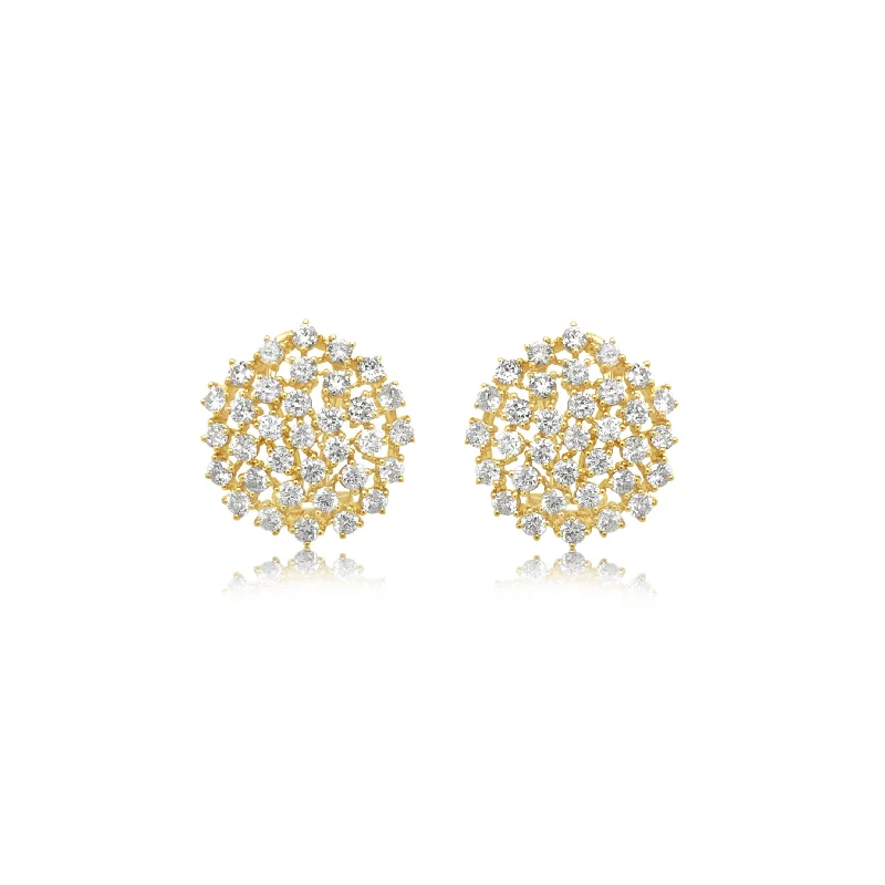 Round Diamond Cluster Earrings