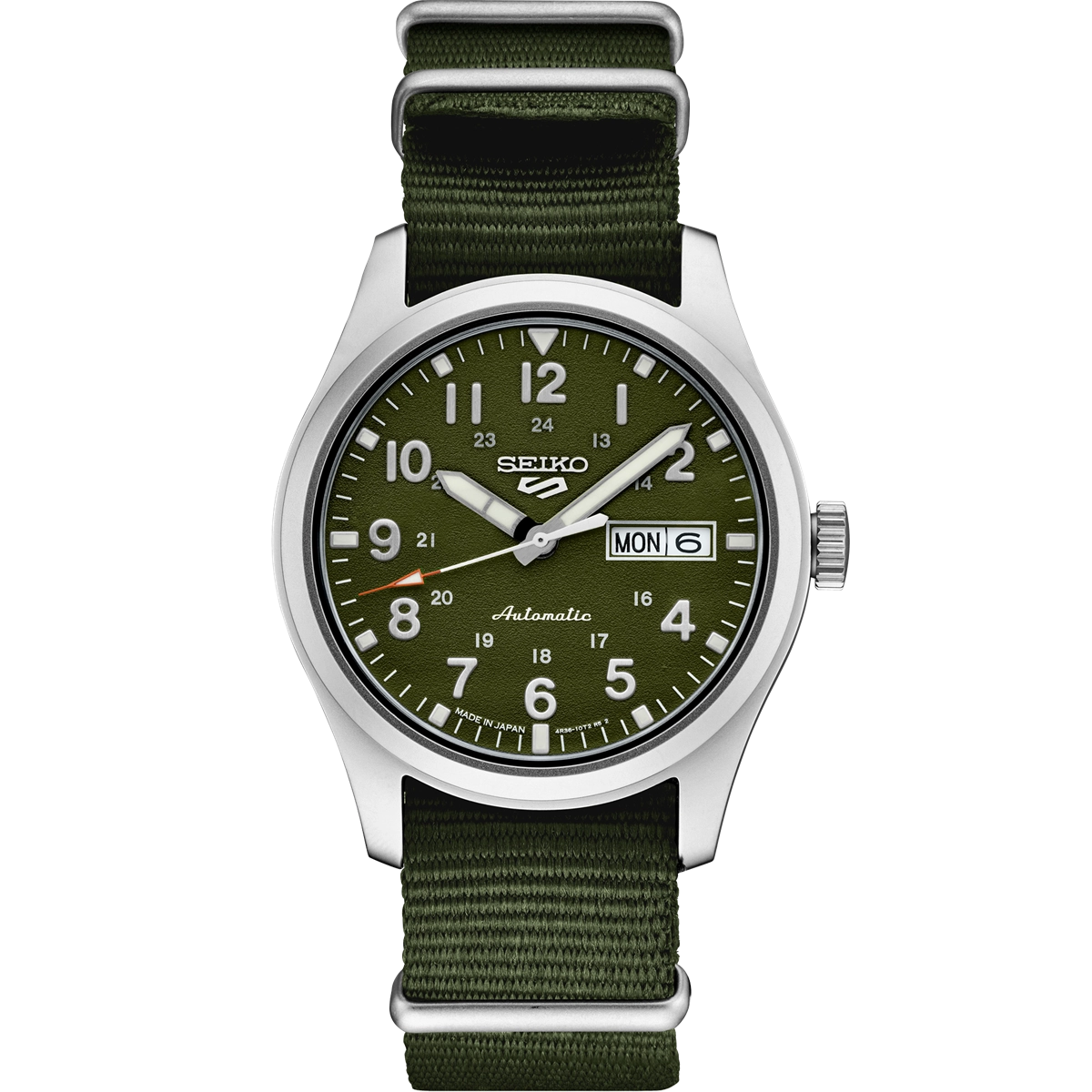 Seiko 5 Sports Watch Stainless Steel Green Dial & Strap 39.4mm Automatic