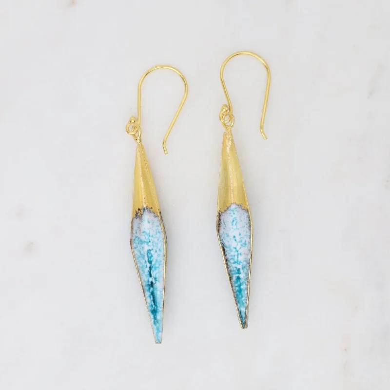 Small Architectural Pod Earrings in Teal